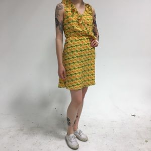 NWT Tulle yellow bird print dress